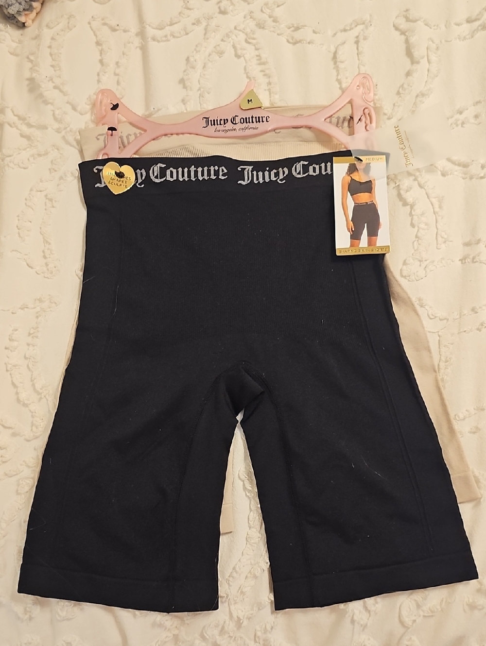 Juicy Couture Black & Tan ColorLogo Waist Biker Shorts